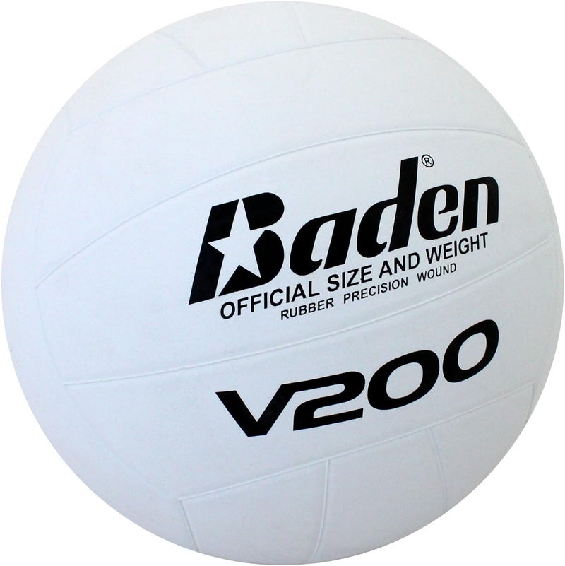 Baden V200 Rubber Volleyball | Durable All Purpose Volleyball | Perfect for Indoor and Outdoor Play | Suitable for All Ages | Official Size 5, Classic White Design - Image 2